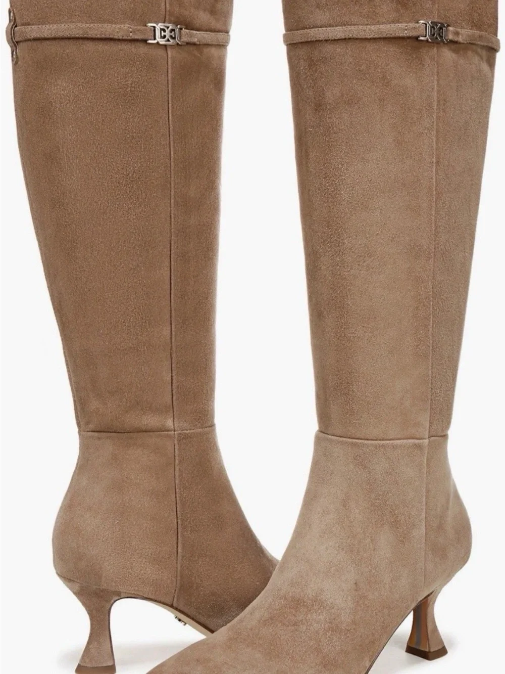 Sam Edelman Lyla Suede Taupe Wide Calf Boots 8